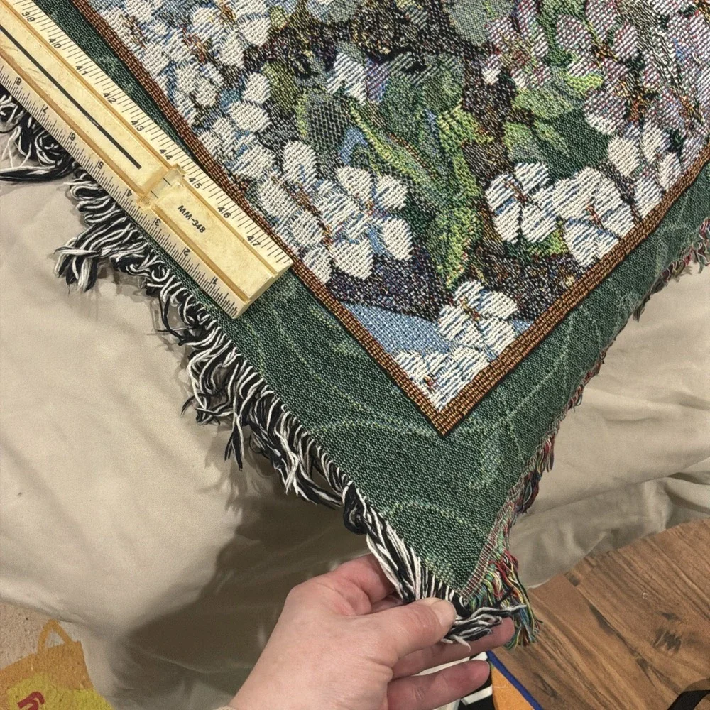 Blanket‎ Throw Song Bird Tapestry Fringe Cardinal Robin Chickadee Finch Seasons